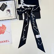Chanel Slim Bandeau Silk Twill, Sort & Ecru  - 4