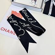 Chanel Slim Bandeau Silk Twill, Sort & Ecru  - 5