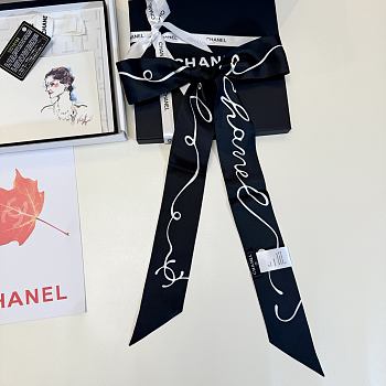 Chanel Slim Bandeau Silk Twill, Sort & Ecru 
