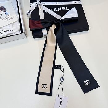 Chanel Slim Bandeau Silk Twill, Black, Burgundy, White & Beige - 160x6cm