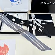 Chanel Slim Bandeau Silk Twill Pearl CC Dark Gray Ecru - 6