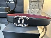 Chanel Leather Belt Calfskin & Metal Black, Burgundy & Silver A73462 - 1
