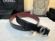 Chanel Leather Belt Calfskin & Metal Black, Burgundy & Silver A73462 - 2