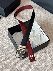 Chanel Leather Belt Calfskin & Metal Black, Burgundy & Gold 3cm - 5