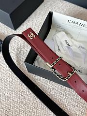 Chanel Leather Belt Calfskin & Metal Black, Burgundy & Gold 3cm - 4