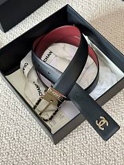 Chanel Leather Belt Calfskin & Metal Black, Burgundy & Gold 3cm - 3