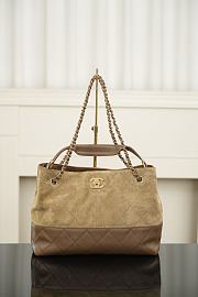 Chanel Small Shopping Bag Suede Calfskin, Shiny Lambskin & Gold-Tone Metal Beige - 36x24x14cm - 2