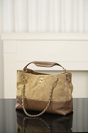 Chanel Small Shopping Bag Suede Calfskin, Shiny Lambskin & Gold-Tone Metal Beige - 36x24x14cm - 6