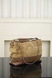 Chanel Small Shopping Bag Suede Calfskin, Shiny Lambskin & Gold-Tone Metal Beige - 36x24x14cm - 4