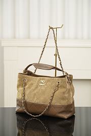 Chanel Small Shopping Bag Suede Calfskin, Shiny Lambskin & Gold-Tone Metal Beige - 36x24x14cm - 5
