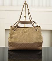 Chanel Small Shopping Bag Suede Calfskin, Shiny Lambskin & Gold-Tone Metal Beige - 36x24x14cm - 1