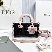 Dior Mini Lady D-Joy Bag Black and Soupir Pink Cannage Lambskin - 19x10.5x5.5cm - 1