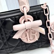 Dior Mini Lady D-Joy Bag Black and Soupir Pink Cannage Lambskin - 19x10.5x5.5cm - 4