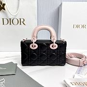 Dior Mini Lady D-Joy Bag Black and Soupir Pink Cannage Lambskin - 19x10.5x5.5cm - 5