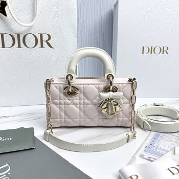 Dior Mini Lady D-Joy Bag Two-Tone Ballet Pink and Latte Cannage Lambskin - 19x10.5x5.5cm