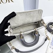 Dior Mini Lady D-Joy Bag Two-Tone Gris Pietro and Gris Flanelle Cannage Lambskin - 19x10.5x5.5cm - 5