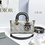 Dior Mini Lady D-Joy Bag Two-Tone Gris Pietro and Gris Flanelle Cannage Lambskin - 19x10.5x5.5cm - 2