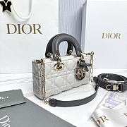 Dior Mini Lady D-Joy Bag Two-Tone Gris Pietro and Gris Flanelle Cannage Lambskin - 19x10.5x5.5cm - 4