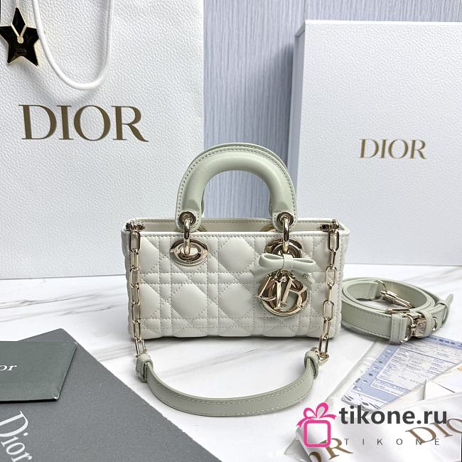 Dior Mini Lady D-Joy Bag Two-Tone Latte and Soupir Green Cannage Lambskin - 19x10.5x5.5cm - 1