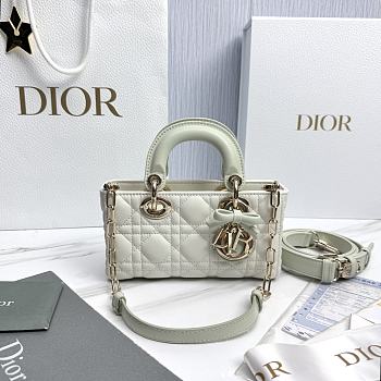 Dior Mini Lady D-Joy Bag Two-Tone Latte and Soupir Green Cannage Lambskin - 19x10.5x5.5cm