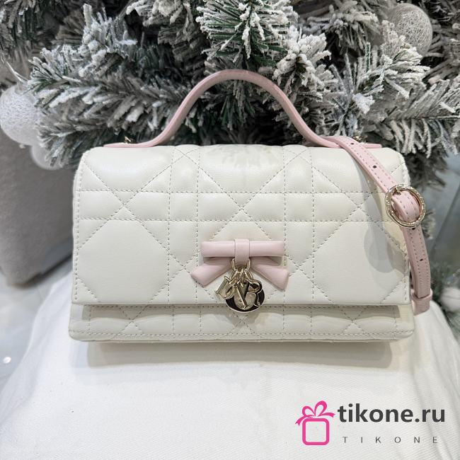 Dior Qixi My Tender Dior Top Handle Mini Bag Two-Tone Latte and Ballet Pink Macrocannage Lambskin - 21x11.5x7cm - 1