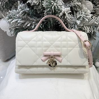 Dior Qixi My Tender Dior Top Handle Mini Bag Two-Tone Latte and Ballet Pink Macrocannage Lambskin - 21x11.5x7cm
