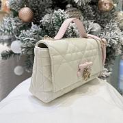 Dior Qixi My Tender Dior Top Handle Mini Bag Two-Tone Latte and Ballet Pink Macrocannage Lambskin - 21x11.5x7cm - 6