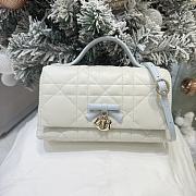 Dior Qixi My Tender Dior Top Handle Mini Bag Two-Tone Latte and Ice Blue Macrocannage Lambskin - 21x11.5x7cm - 1