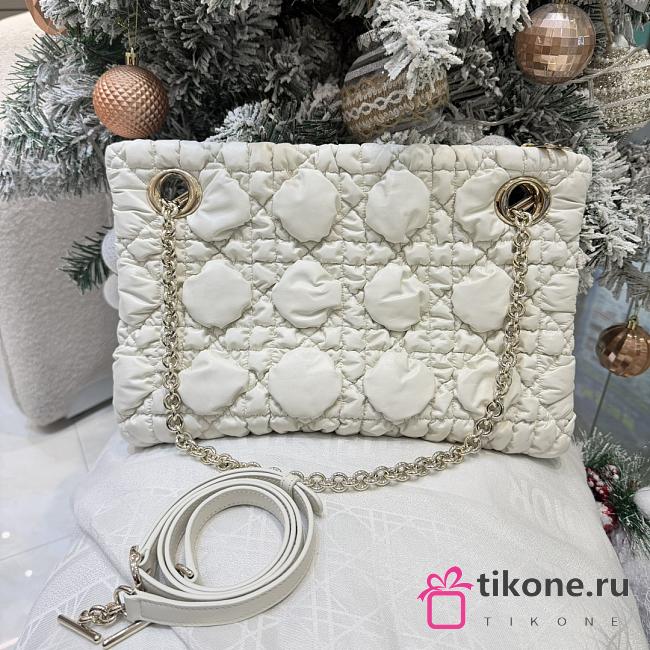 Small Dior Milly-La-Forêt Bag Latte Puffy Macrocannage Calfskin - 33x24x5cm - 1