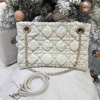 Small Dior Milly-La-Forêt Bag Latte Puffy Macrocannage Calfskin - 33x24x5cm
