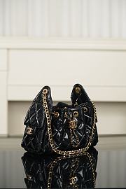 Chanel 25 Mini Handbag Patent Calfskin & Gold Tone Metal Black - 22x20x12.5cm - 4