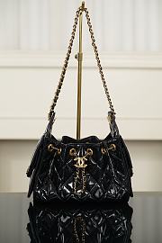 Chanel 25 Mini Handbag Patent Calfskin & Gold Tone Metal Black - 22x20x12.5cm - 6