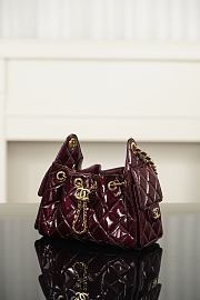 Chanel 25 Mini Handbag Patent Calfskin & Gold Tone Metal Burgundy - 22x20x12.5cm - 3