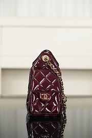Chanel 25 Mini Handbag Patent Calfskin & Gold Tone Metal Burgundy - 22x20x12.5cm - 5