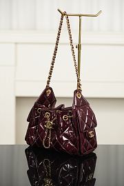 Chanel 25 Mini Handbag Patent Calfskin & Gold Tone Metal Burgundy - 22x20x12.5cm - 6