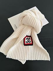 Chanel Logo Knit Cashmere Scarf White - 5