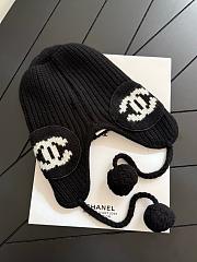 Chanel Cashmere CC Chapka Hat Black and Ecru - 1