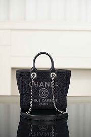 Chanel Mini Shopping Bag Canvas & Silver-Tone Metal Black - 19.5x17x9cm - 1