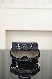 Chanel Mini Shopping Bag Canvas & Silver-Tone Metal Black - 19.5x17x9cm - 6