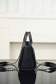 Chanel Mini Shopping Bag Canvas & Silver-Tone Metal Black - 19.5x17x9cm - 5