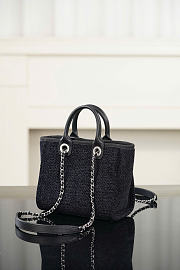 Chanel Mini Shopping Bag Canvas & Silver-Tone Metal Black - 19.5x17x9cm - 4