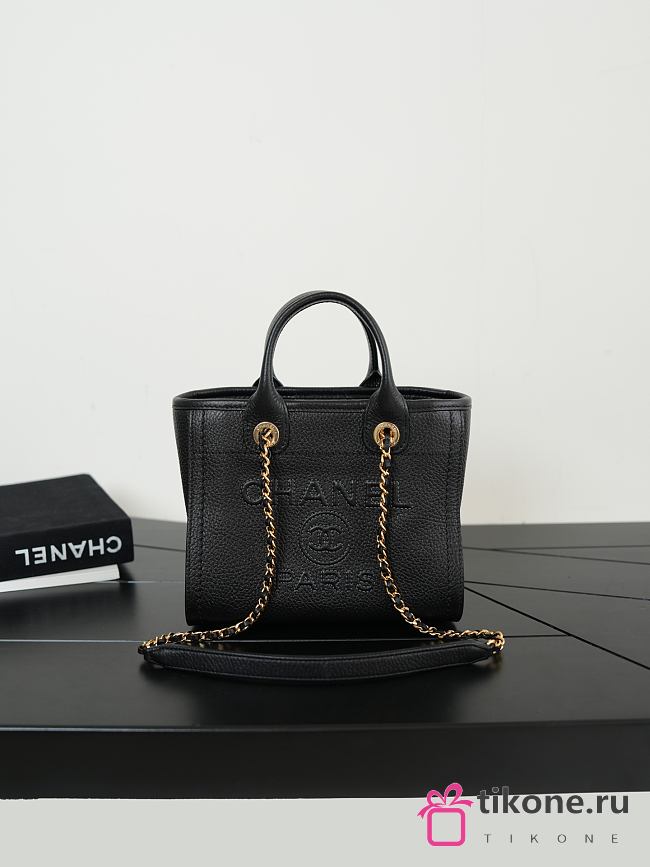 Chanel Mini Shopping Bag Grained Calfskin & Gold-Tone Metal Black - 19.5x17x9cm - 1
