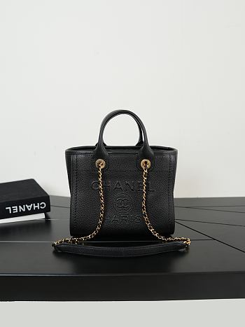 Chanel Mini Shopping Bag Grained Calfskin & Gold-Tone Metal Black - 19.5x17x9cm