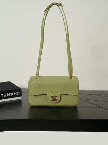 Chanel Mini Flap Bag Grained Calfskin & Gold-Tone Metal Avocado Green AS6573 - 13x20x6cm