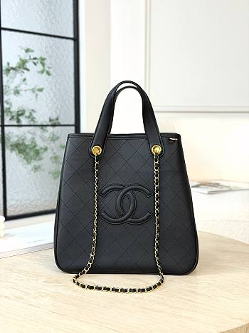 Chanel Small Shopping Bag Calfskin & Gold-Tone Metal Black - 36x30x17cm