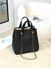 Chanel Small Shopping Bag Calfskin & Gold-Tone Metal Black - 36x30x17cm - 5