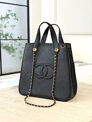 Chanel Small Shopping Bag Calfskin & Gold-Tone Metal Black - 36x30x17cm - 3