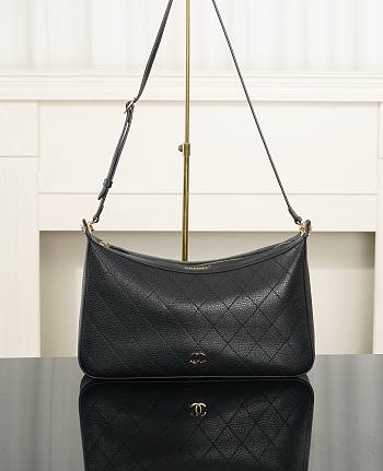 Chanel Hobo Handbag Lambskin, Calfskin & Gold-Tone Metal Black AS6615 - 35.5x24.5x7.5cm