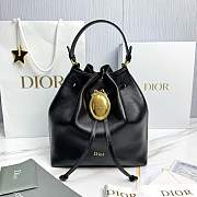 Dior Médaillon Bucket Bag Black Smooth Calfskin - 27x24x12.5cm - 6
