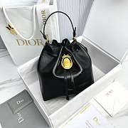 Dior Médaillon Bucket Bag Black Smooth Calfskin - 27x24x12.5cm - 5